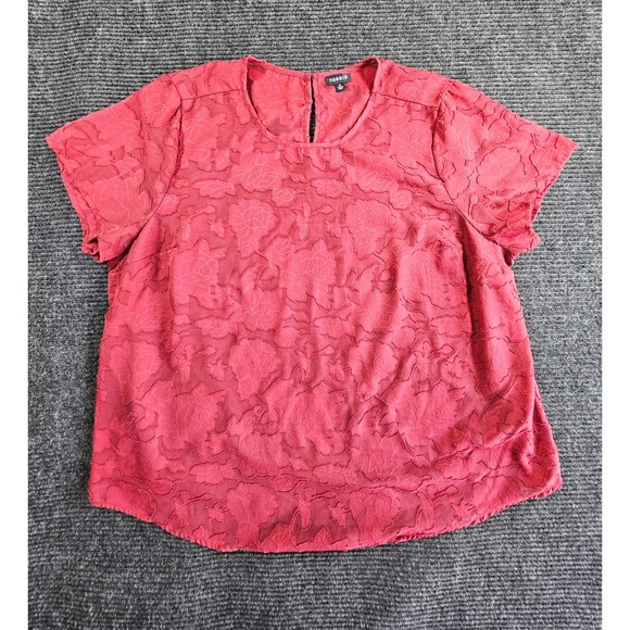 torrid Tops - Torrid Blouse Top Womens 2 Maroon Sheer Floral Lace Overlay Keyhole Back Party
